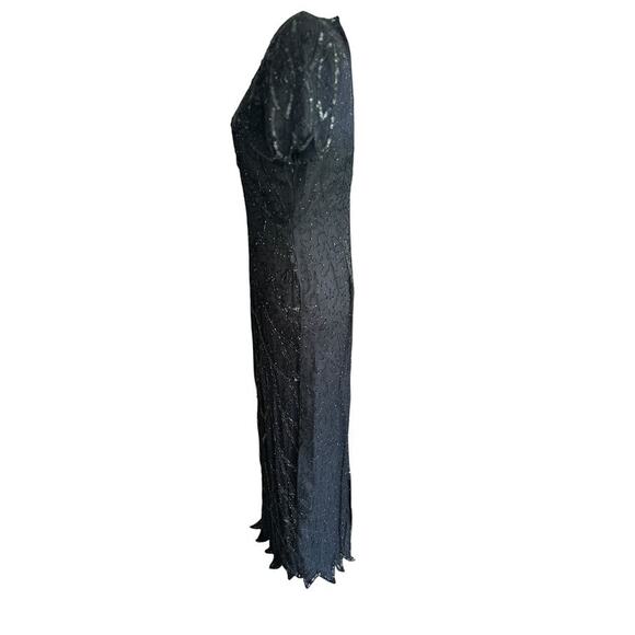 Vintage Stenay Silk Beaded Maxi Dress 6 Black Gown Cocktail Beaded Formal Party - Picture 9 of 16